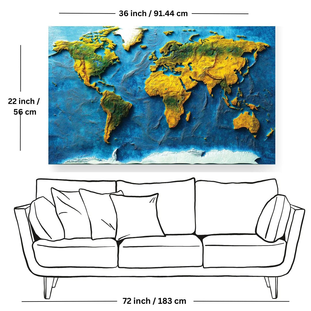world map abstract painting