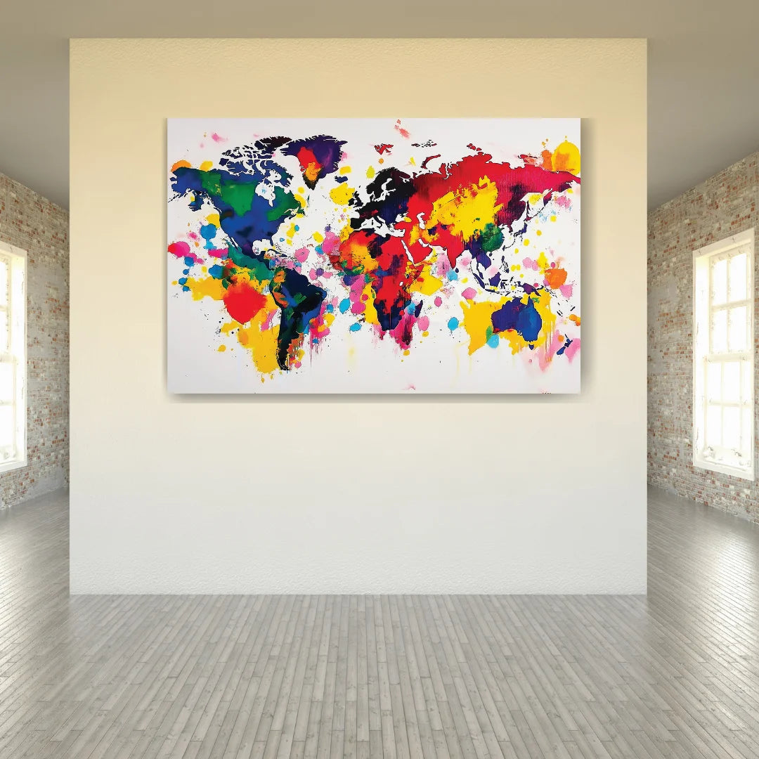 world map painting forl iving room