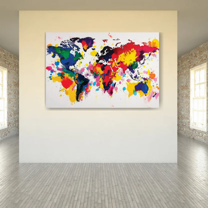 world map painting forl iving room