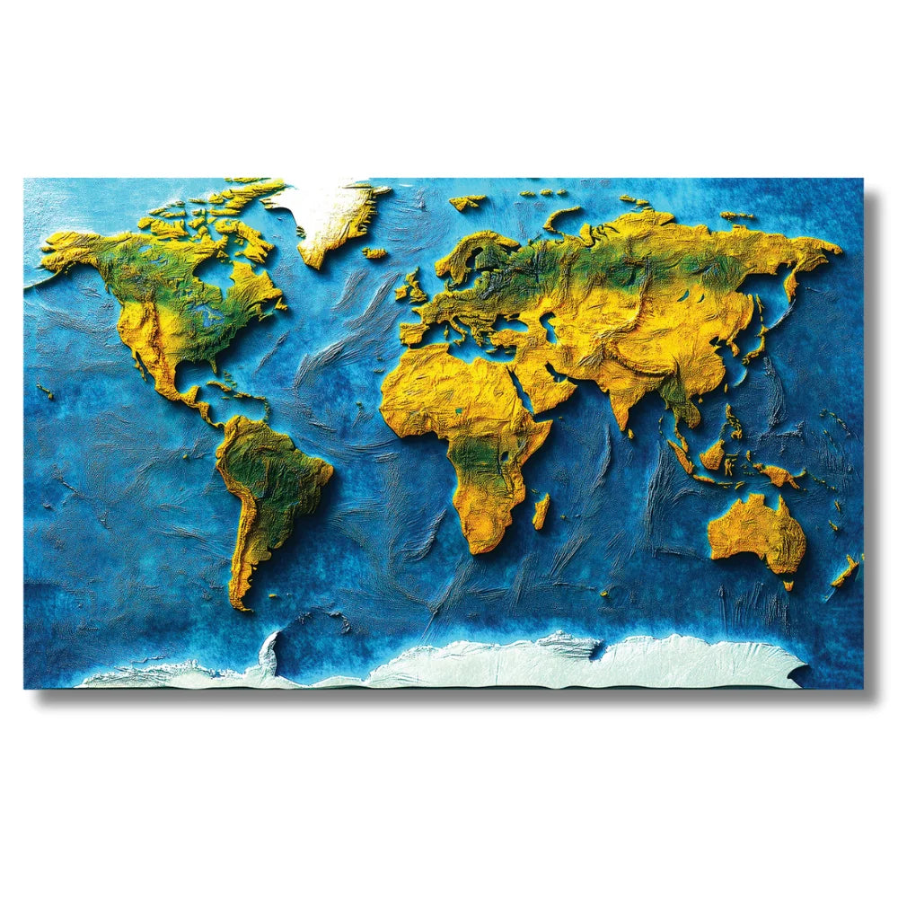 world map painting on canvas