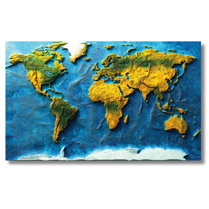 world map painting on canvas