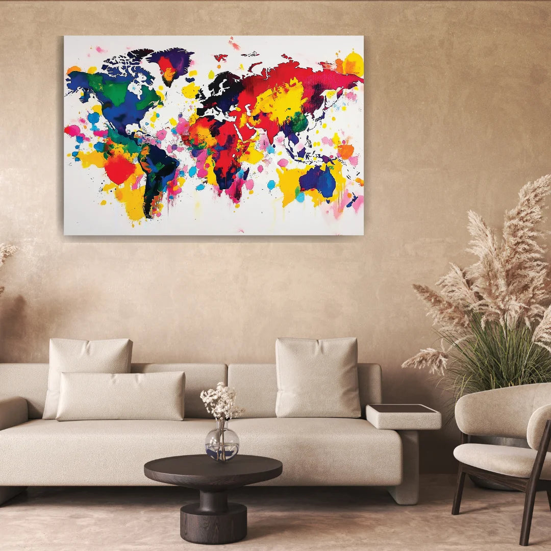 world map wall painting